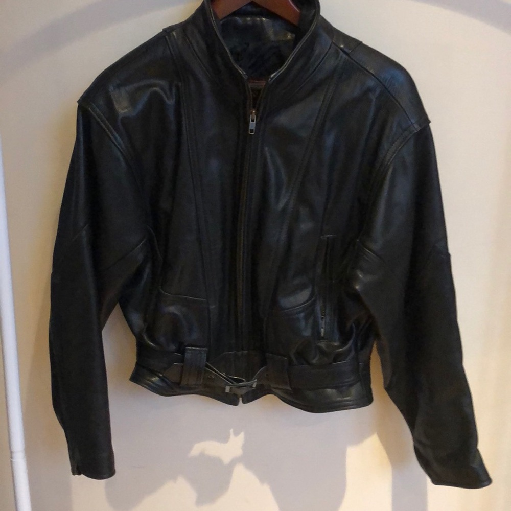 Vintage Heavy 80s Black Leather Jacket
